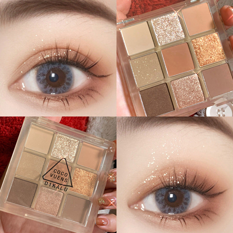 Paleta de sombras de ojos acrílica transparente de nueve colores