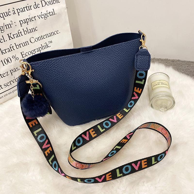 Bolso tipo cubo con estampado de cintura escapular para mujer, patrón de lichi