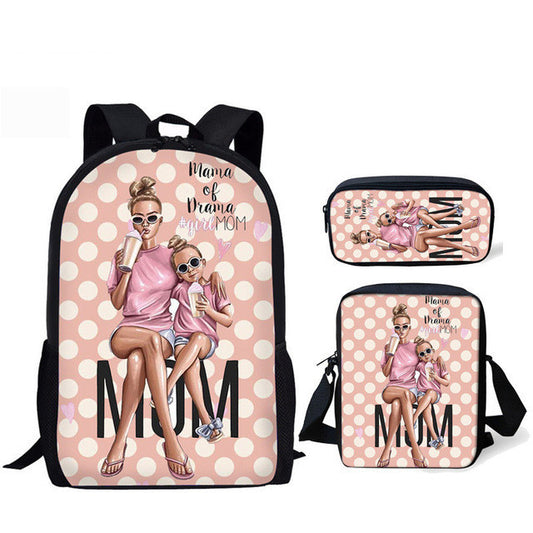 Three-piece printed backpack