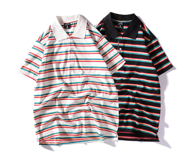 Retro striped POLO shirt