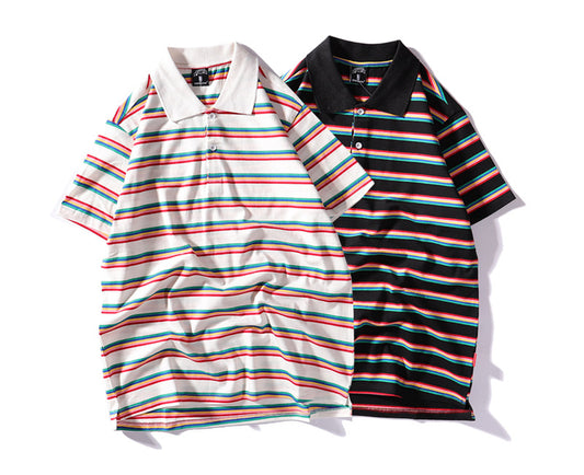 Retro striped POLO shirt