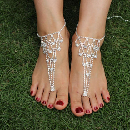 Bridal beach rhinestone anklet