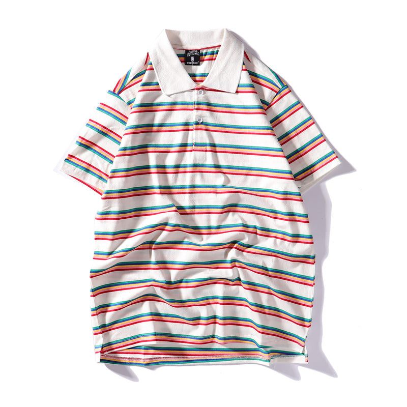 Retro striped POLO shirt