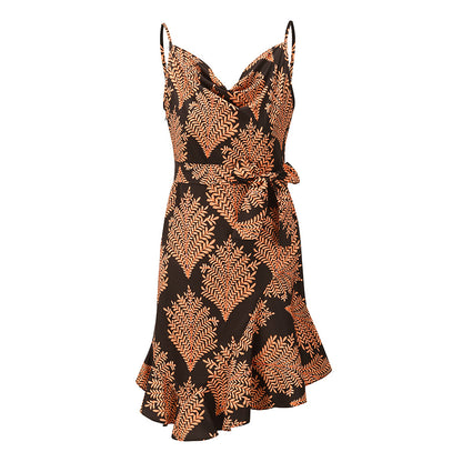 Printed Suspender Plus Size Dress