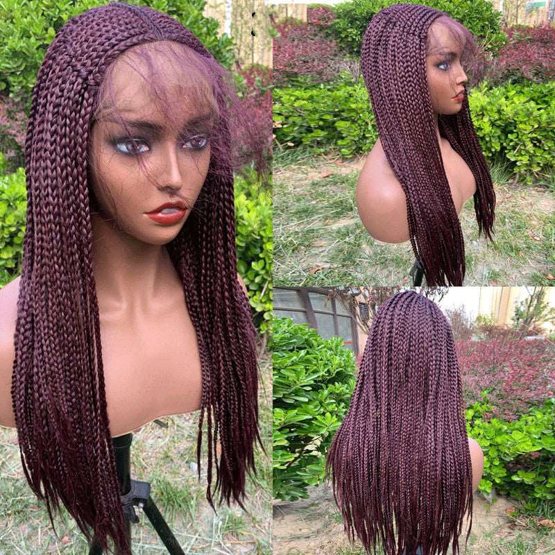 Black 13x6 Braided Wigs Synthetic Lace Front