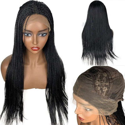 Black 13x6 Braided Wigs Synthetic Lace Front