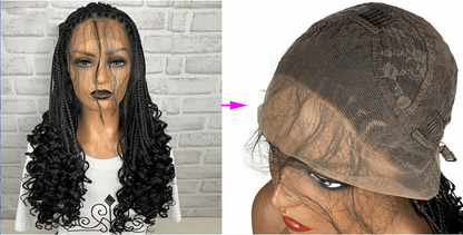 Black 13x6 Braided Wigs Synthetic Lace Front