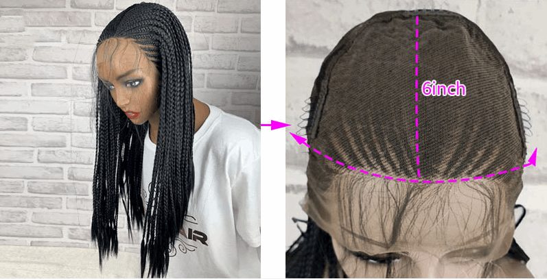 Black 13x6 Braided Wigs Synthetic Lace Front