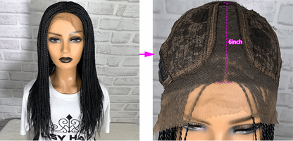 Black 13x6 Braided Wigs Synthetic Lace Front