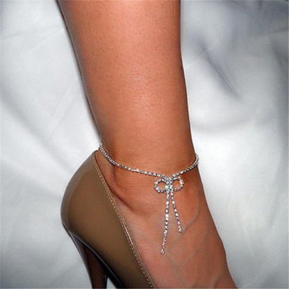 Rhinestones Bow Anklet