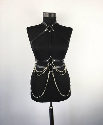 Leather belt chain costumes accessories