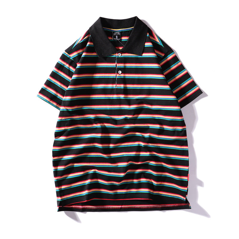 Retro striped POLO shirt