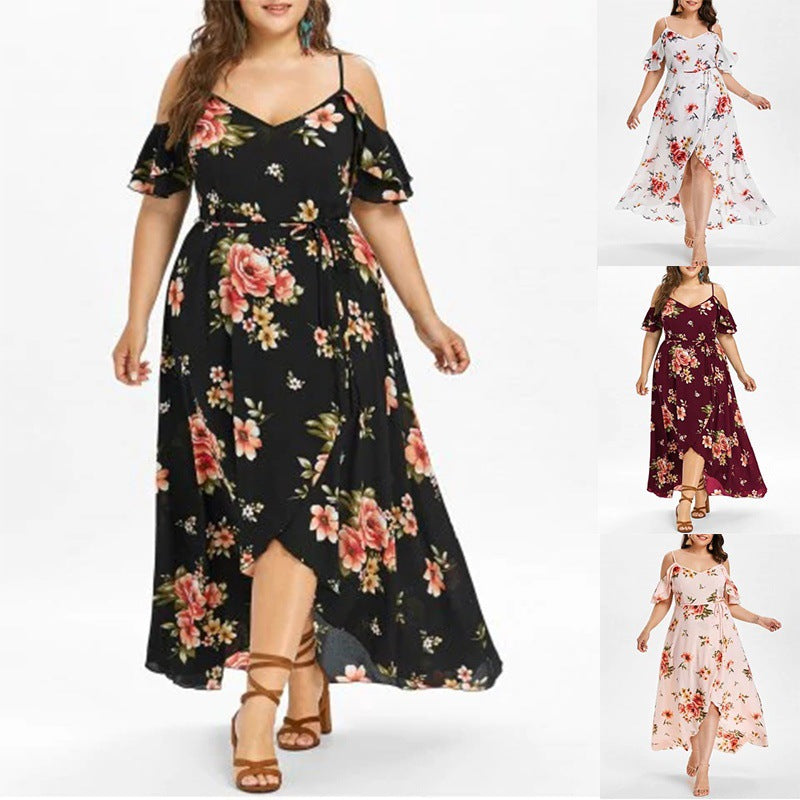 Plus size bohemian ruffled dress