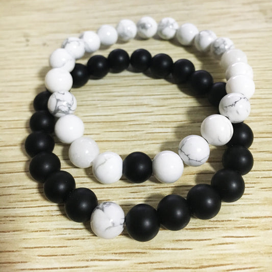 Pulsera de piedra esmerilada con turquesa blanca