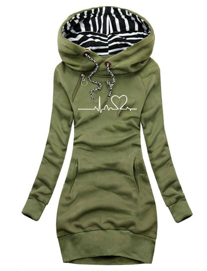 Heart Print Hoodie Dress