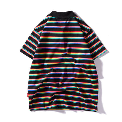 Retro striped POLO shirt