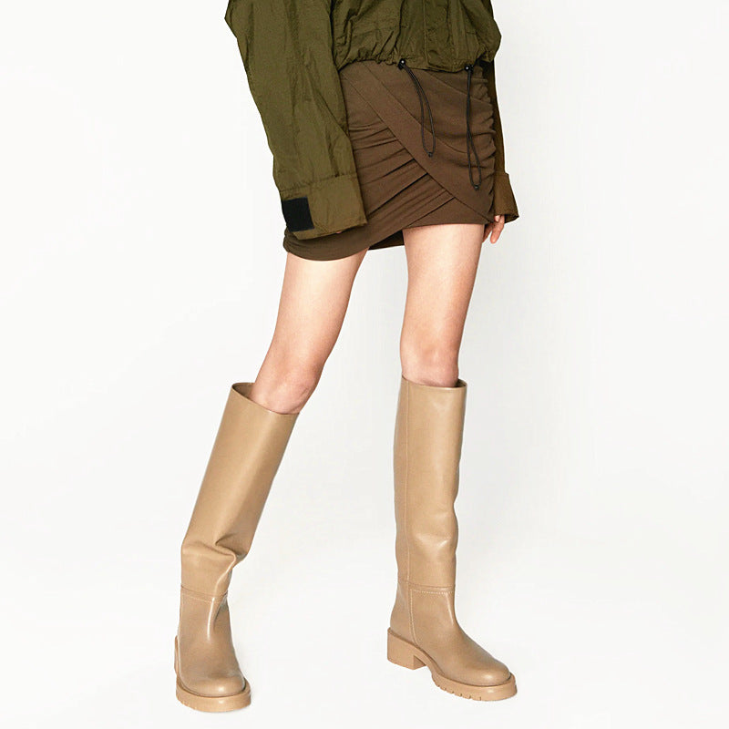 Leather Knee High Leg Boots