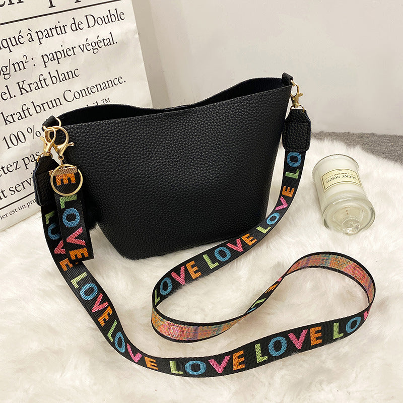 Bolso tipo cubo con estampado de cintura escapular para mujer, patrón de lichi