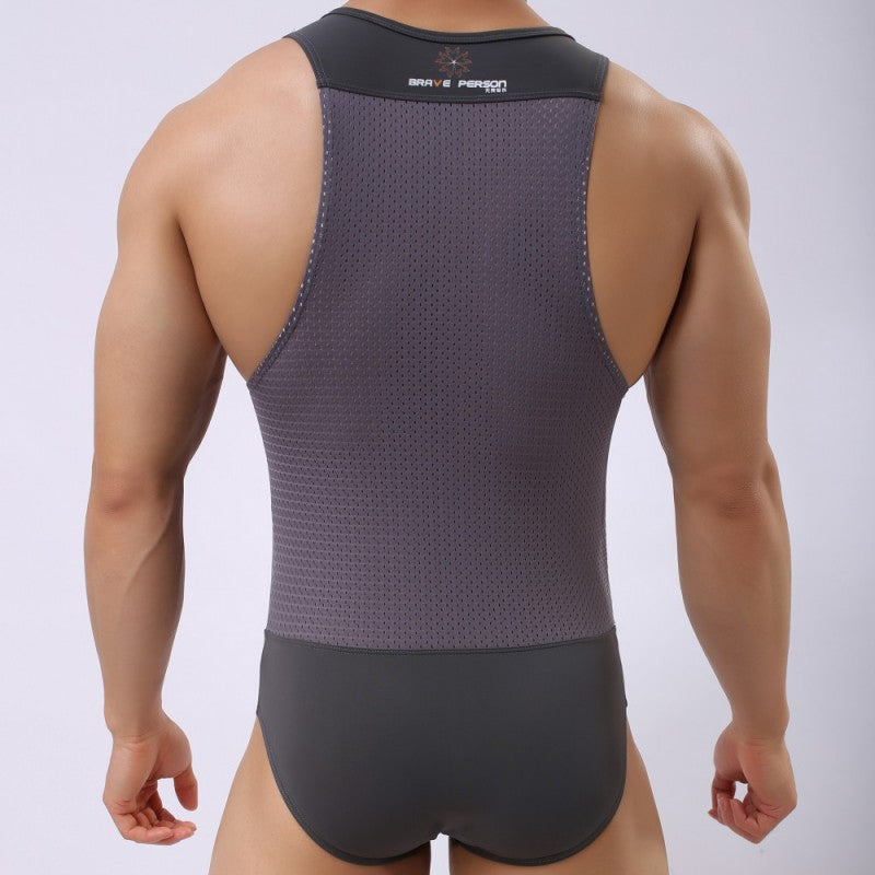 Ropa interior deportiva de natación con forma de cuerpo de una pieza para hombres