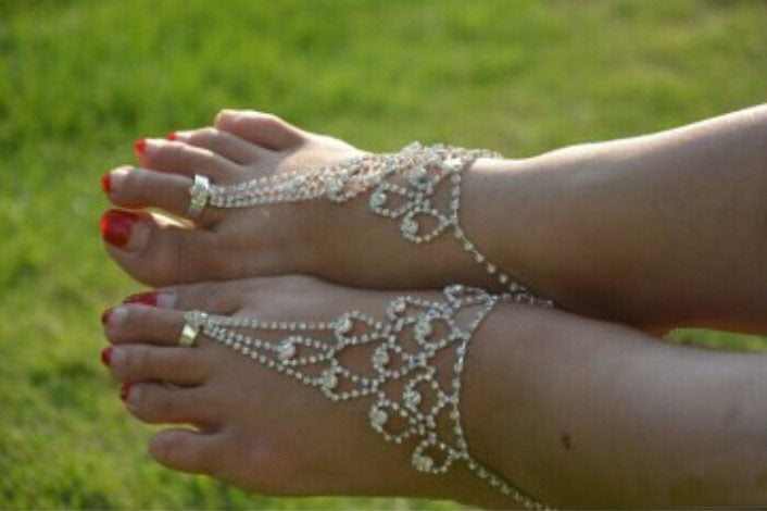 Bridal beach rhinestone anklet