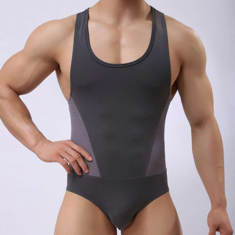 Ropa interior deportiva de natación con forma de cuerpo de una pieza para hombres