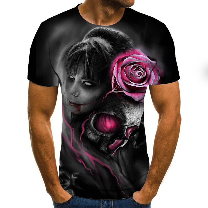 Camisetas de manga corta con estampado de terror