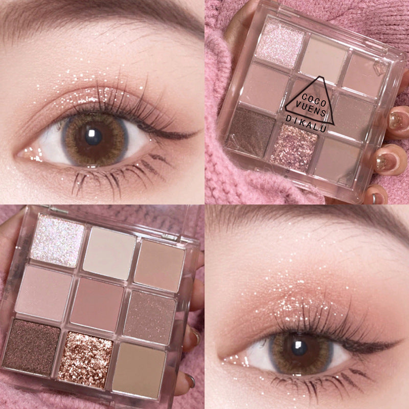 Paleta de sombras de ojos acrílica transparente de nueve colores