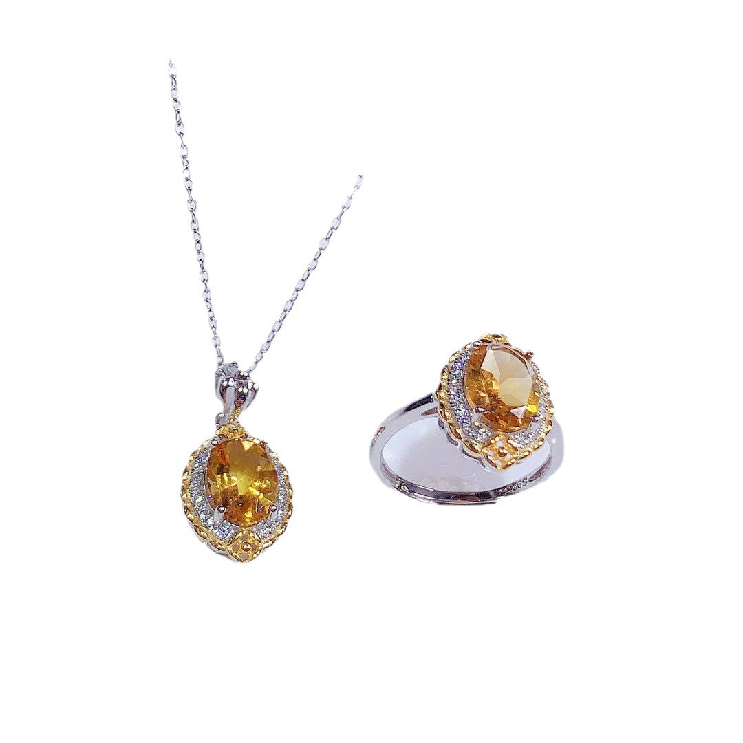 Citrine Inlaid Rings Pendants Earrings