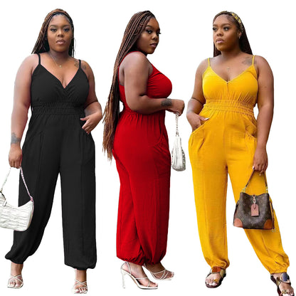 Women's Slip Plus Size Linen Jumpsuit