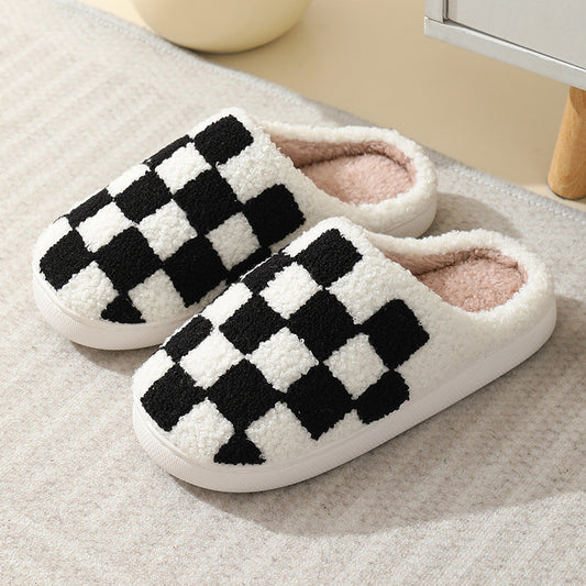 Checkerboard Print Slippers