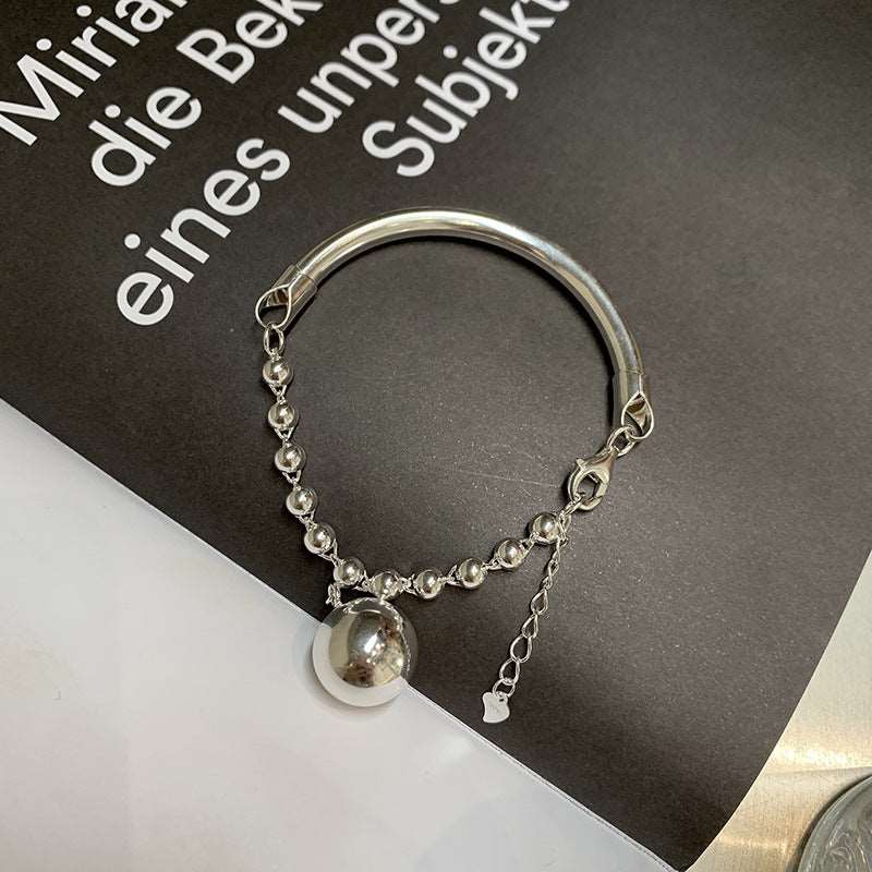 925 Sterling Silver Glossy Round Beads Bracelet