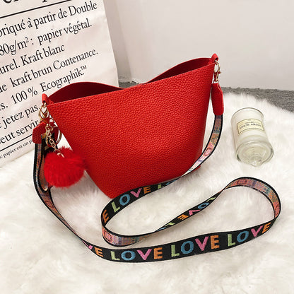 Bolso tipo cubo con estampado de cintura escapular para mujer, patrón de lichi