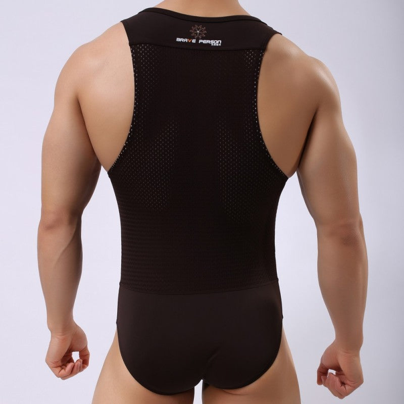 Ropa interior deportiva de natación con forma de cuerpo de una pieza para hombres