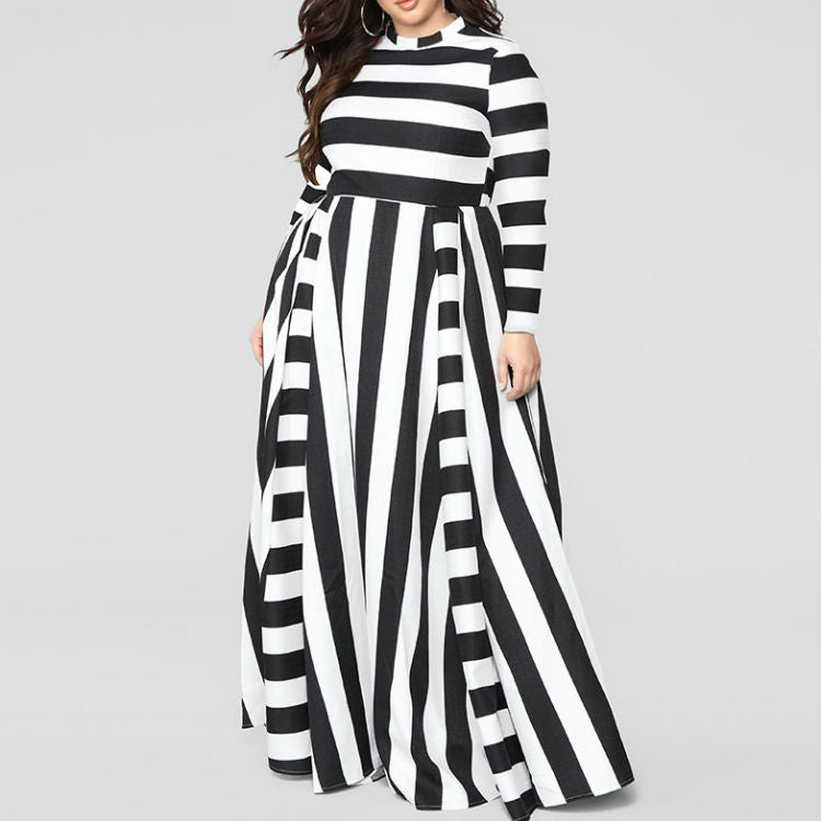 Plus Size Striped Woman's Dress