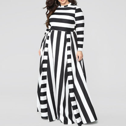 Plus Size Striped Woman's Dress