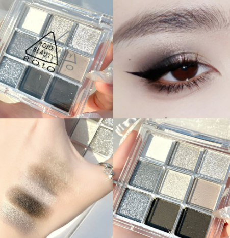 Paleta de sombras de ojos acrílica transparente de nueve colores