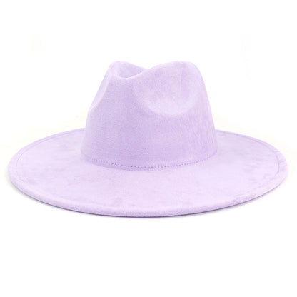 Sombrero de caballero con borde plano de gamuza