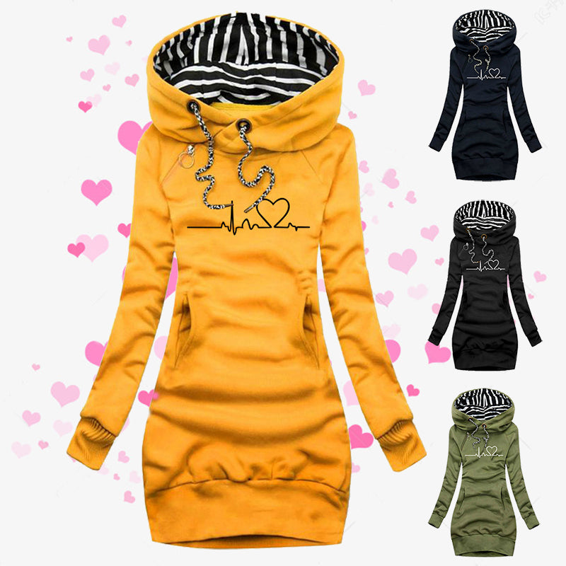 Heart Print Hoodie Dress