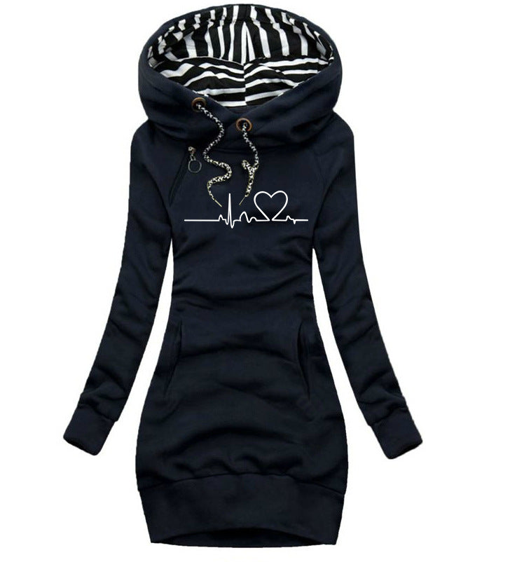 Heart Print Hoodie Dress