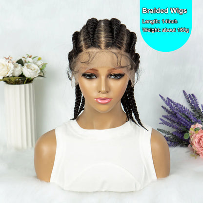 KIMA Full Lace Cornrow Box Braided Wig Synthetic Lace Front Wigs for Africa Women Men Braids Wig with Baby Hair Braiding Wigs