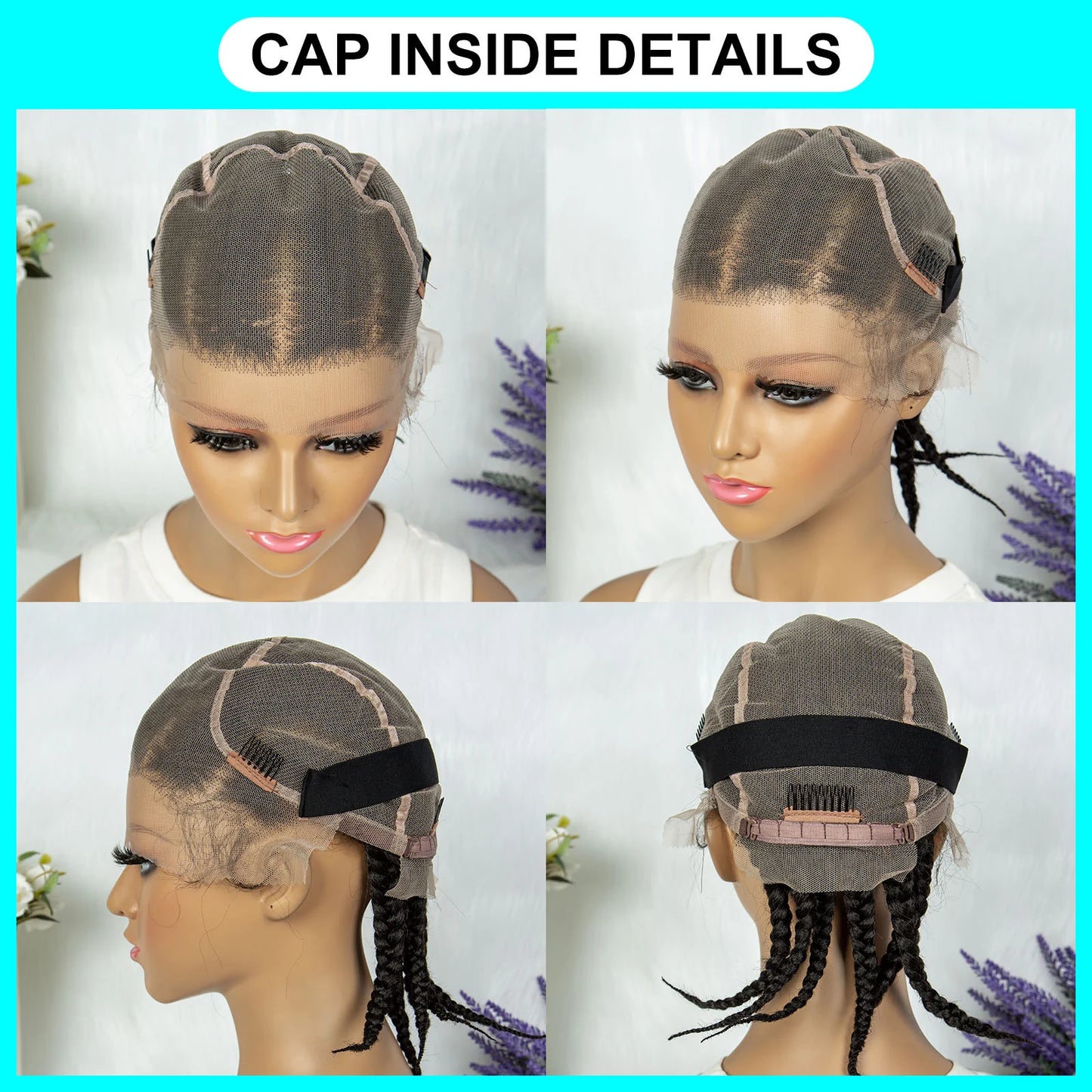 KIMA Full Lace Cornrow Box Braided Wig Synthetic Lace Front Wigs for Africa Women Men Braids Wig with Baby Hair Braiding Wigs