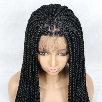 Synthetic Full Lace Frontal 36 Inches Black Knotless Box Braids Wig