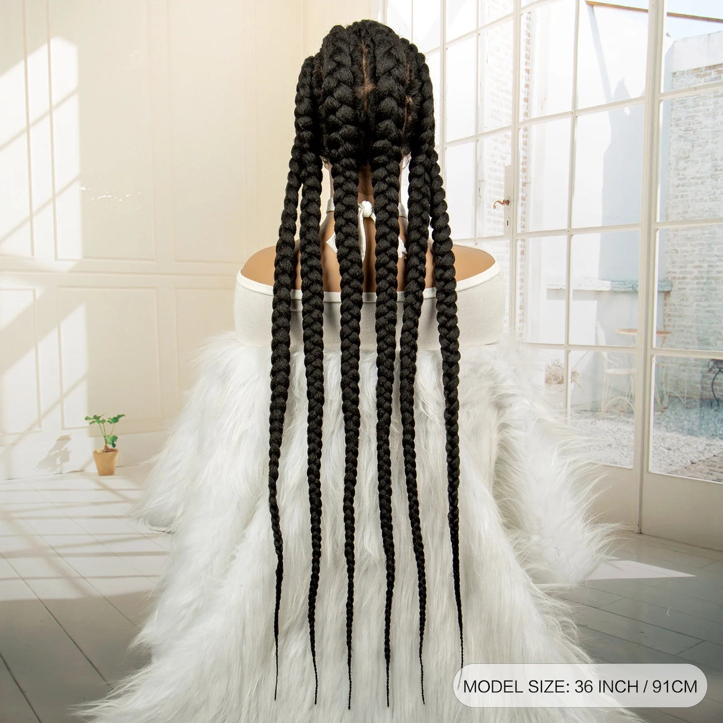 36 inches Synthetic Full Lace Wig for Black Women Braided Wig Lace Frontal Glueless Box Braids Wig Women Synthetic Braided