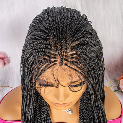 Twist Braided Wigs Knotless Synthetic Lace Front Wigs 30'' Long Straight Hair Wig for Black Women Braided Wigs Heat Resistant