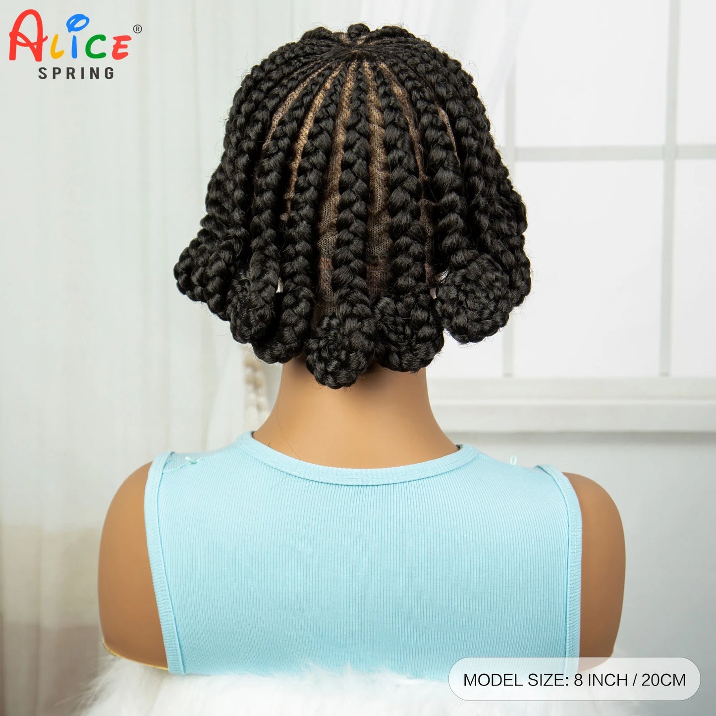 Cornrow Braided Wigs Synthetic Full Lace Handmade Knotless Bantu Braiding Hair Wig Lace Front Short Braids