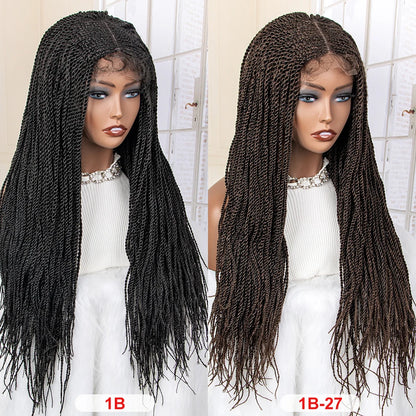 26 Inches Synthetic Twist Braided Wigs 4x4 Lace Frontal Wigs with Baby Hair for Black Women Middle Part Box Braiding Wigs