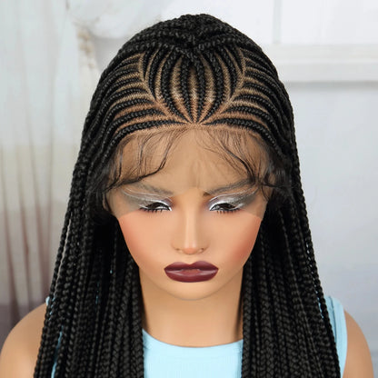 36 Inch Knotless Cornrow Braided Wigs Synthetic Full Lace