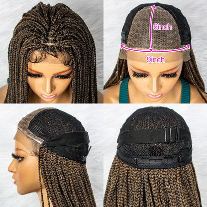 36 inches Synthetic Lace Front Wig Braided Wigs Braid African With Baby Hair Braided Lace Front Wigs Water Wavy Wigs