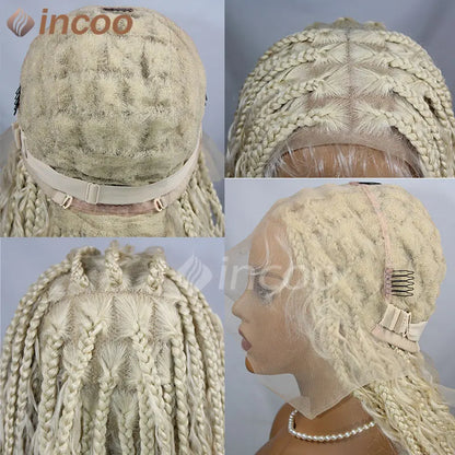 32" Bohemian Box Braided Wigs Synthetic Full Lace