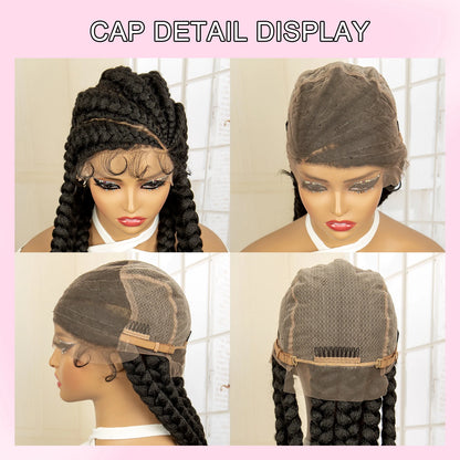 36 inches Synthetic Full Lace Wig for Black Women Braided Wig Lace Frontal Glueless Box Braids Wig Women Synthetic Braided